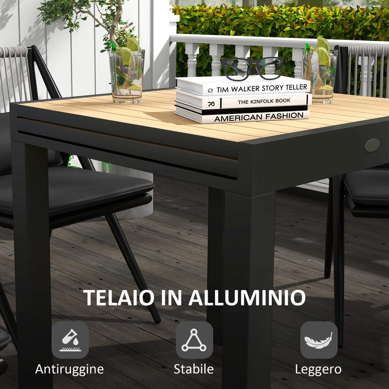 Tavolo da Giardino Allungabile per 4-6 Persone 81/162x80x75 cm in Alluminio con Piano a Doghe Giallo-5