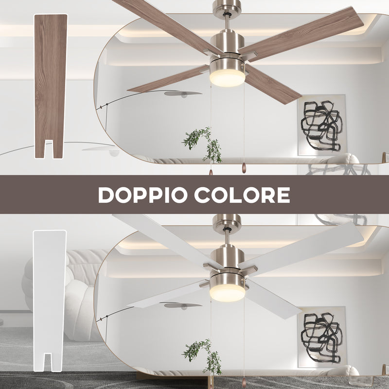 Ventilatore da Soffitto con Luce LED Ø130 cm 3 Velocità e Motore Reversibile Argento e Legno-9