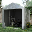 Capanno Box per Attrezzi da Giardino 160x218x172 cm Tenda in PE anti UV e Acciaio Grigio chiaro-2