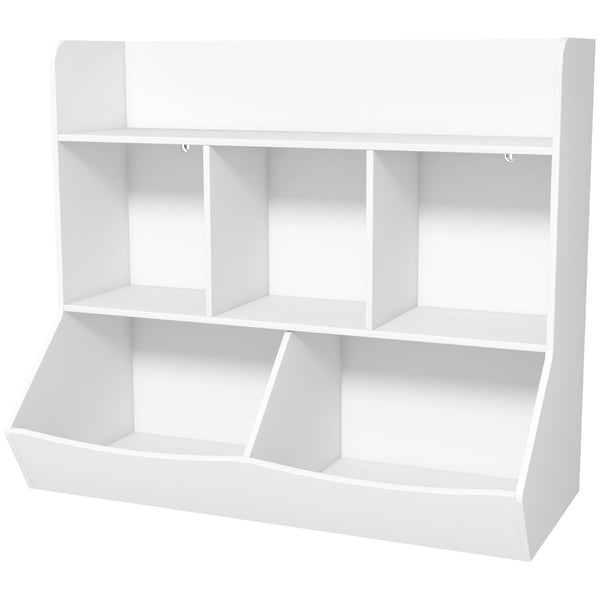 acquista Mobile Portagiochi per Bambini a 3 Livelli con 5 Scomparti 91,5x43x79 cm in Legno Bianco