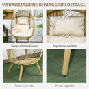 Sedia da Giardino a Uovo con Seduta Imbottita e Poggiatesta 88x85x143 cm in Rattan PE e Acciaio -6