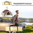 Tenda da Campeggio 2 Posti con 2 Finestre e Gancio 225x190x130 cm in Poliestere e Fibra di Vetro Cachi-7