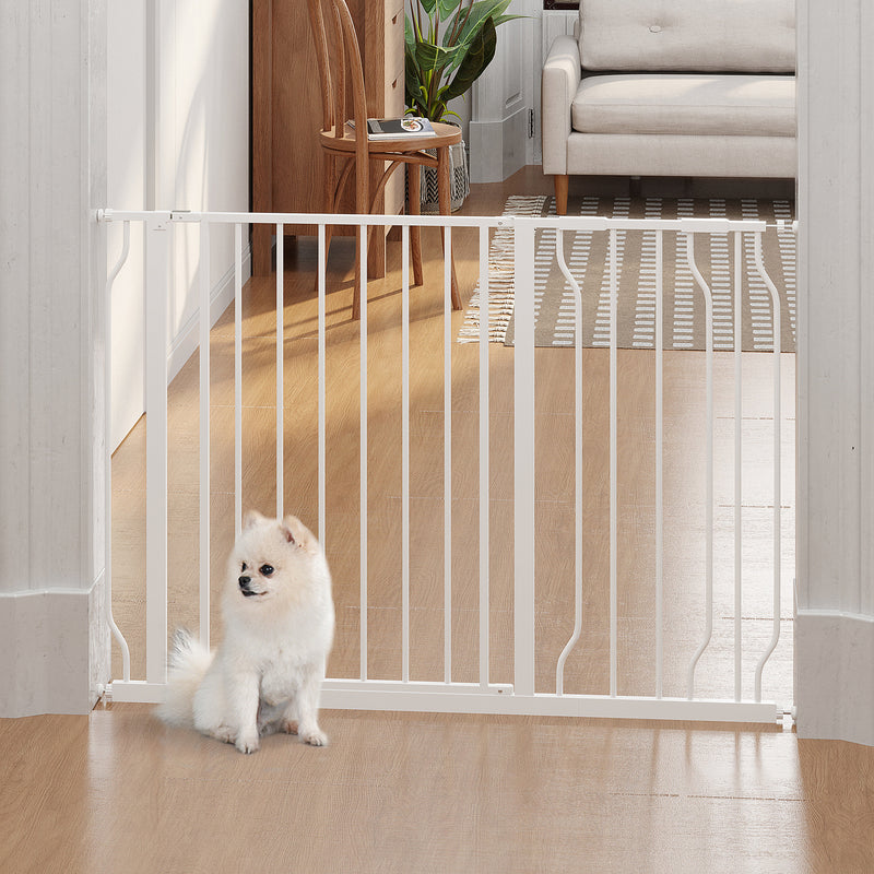 Cancelletto di Sicurezza per Cani Estensibile 75-115 cm per Scale e Porte in Acciaio e ABS Bianco-2