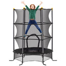 Trampolino Elastico per Bambini da 3 Anni Ø160 cm con Rete di Protezione Nero -1