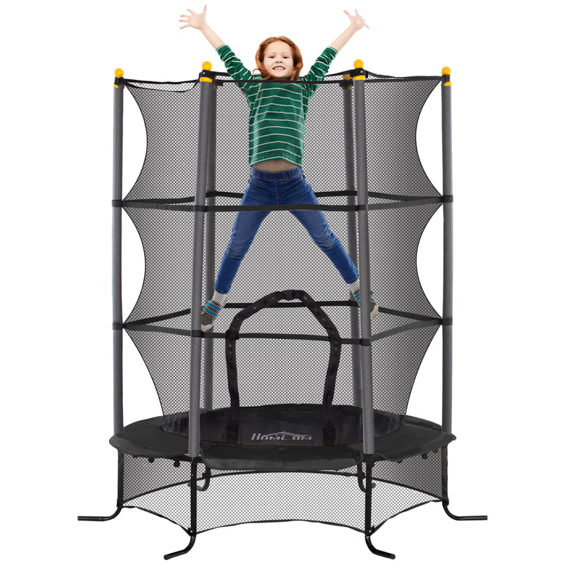 Trampolino Elastico per Bambini da 3 Anni Ø160 cm con Rete di Protezione Nero -1