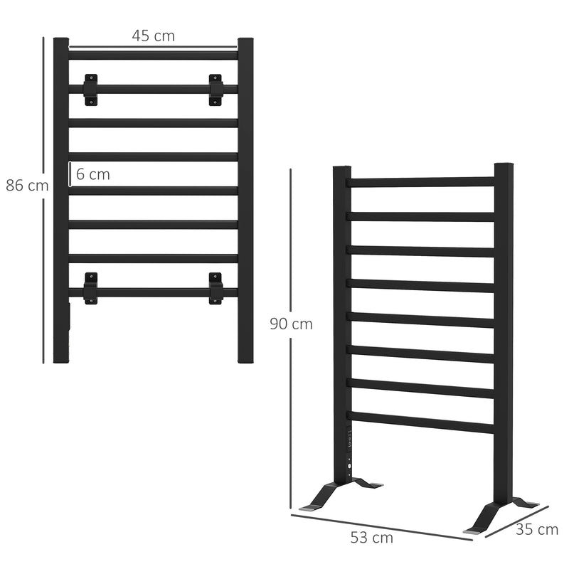 Scaldasalviette Elettrico da Terra o Parete 150W Timer 2-4 Ore 53x35x90 cm Nero-3