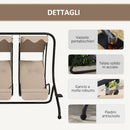 Dondolo da Giardino 2 Posti con Tetto Parasole 170x136x170 cm in Acciaio e Poliestere Beige-5