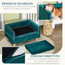 Cuccia Divano per Cani e Gatti 64x45x36 cm Stile Scandinavo in Velluto Blu-6