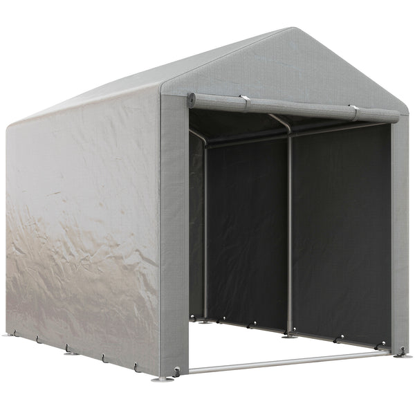 acquista Capanno Box per Attrezzi da Giardino 160x218x172 cm Tenda in PE anti UV e Acciaio Grigio chiaro