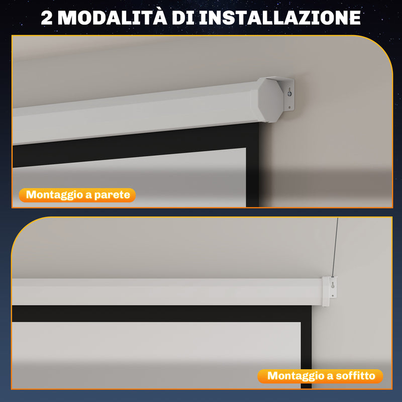 Telo Proiettore 120" Formato 1:1 con Telecomando 236,5x8x236,5 cm Bianco -8