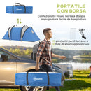 Tenda da Campeggio 2 Posti Impermeabile con 2 Stanze Borsa di Trasporto 220x450x180 cm in Poliestere Blu-7