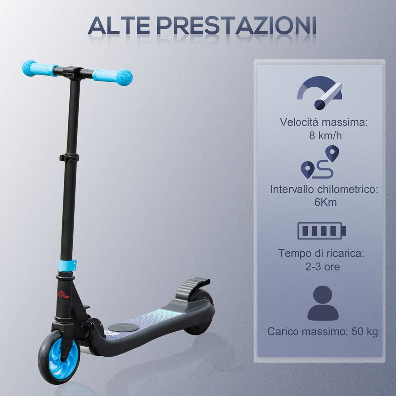 Monopattino Elettrico Pieghevole per Bambini Altezza Regolabile 75-80 cm Nero e Azzurro  -4