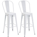 Set 2 Sgabelli da Bar Stile Industriale Schienale Rimovibile 44x49x116 cm in Metallo Bianco-1