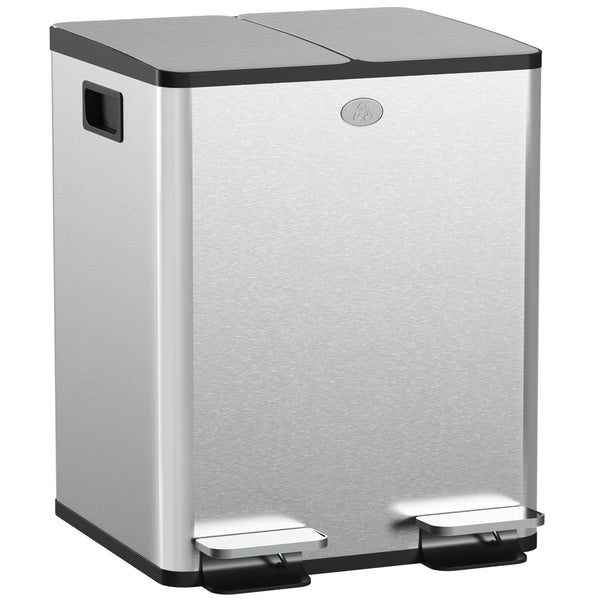 acquista Pattumiera a Pedale 2 Sezioni da 20L 45,8x36x51,6 cm in Acciaio Inox e PP