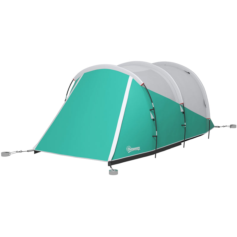 Tenda da Campeggio 2-4 Posti Impermeabile a Tunnel con Borsa di Trasporto 460x260x190 cm in Poliestere Verde-1