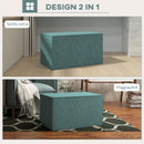 Pouf Poggiapiedi Rettangolare 75x41x41 cm Rivestimento Rimovibile in Tessuto Effetto Lino Verde-4