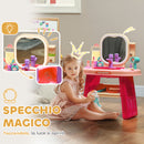 Specchiera Giocattolo per Bambini Tavolo Toeletta con Accessori e Rubinetto Rosa  -4