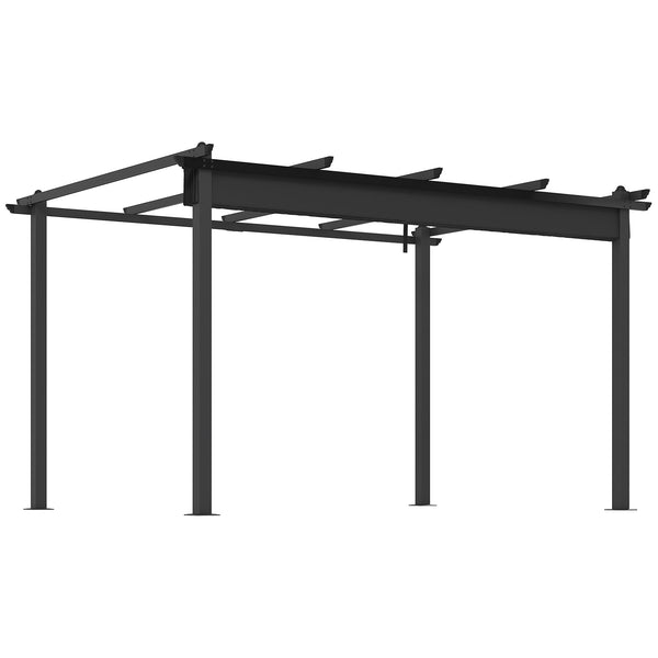 Pergola Gazebo 4x3 m con 8 Fori di Drenaggio in Alluminio Metallo e Poliestere Grigio Scuro online