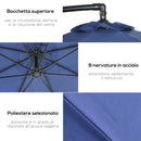 Ombrellone da Giardino Decentrato a 8 Stecche Ø295x260 cm in Acciaio e Poliestere Blu Scuro-5