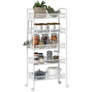 Carrello da Cucina Salvaspazio 5 Livelli con Cestini a Rete in Acciaio 45x26,5x106 cm Bianco -1