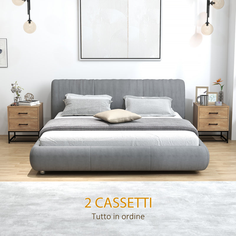 Set 2 Comodini Stile Industriale 40x39,5x48 cm in Legno e Acciaio   -6