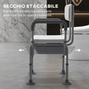 Sedia da Doccia 3 in 1 con Schienale e Braccioli Altezza Regolabile e Piedini Antiscivolo Bianco-6