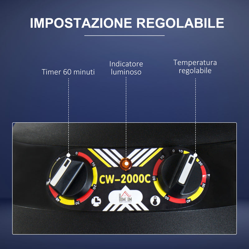 Casco Asciugacapelli 1180W ad Altezza Regolabile 65x65x115-165 cm con Timer 60 Minuti e Ruote Girevoli Nero-6