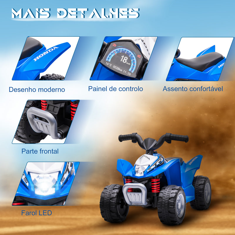 Quad Elettrico per Bambini licenza ufficiale HONDA con Luci LED Clacson e Pedali Blu  -7