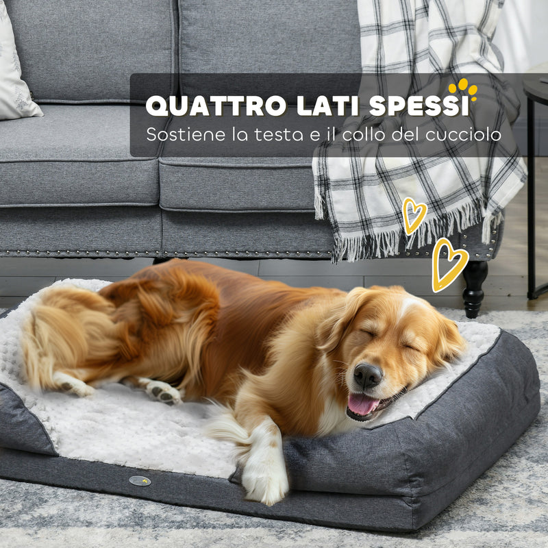 Cuccia per Cani Taglia Grande Imbottita con Cuscino Rimovibile Lavabile 120x80x22 cm Grigio Carbone -5