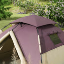 Tenda da Campeggio 2 Posti con 2 Finestre e Gancio 225x190x130 cm in Poliestere e Fibra di Vetro Cachi-8