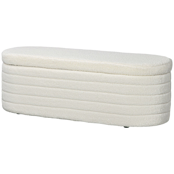 acquista Panca Fondoletto con Vano Contenitore 116x41x40,5 cm in Tessuto Teddy Crema