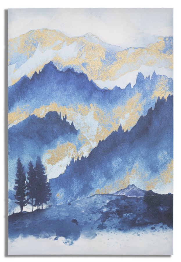 Stampa Dipinta Mountain Tree 80x3x120 cm in Legno e Tessuto-1