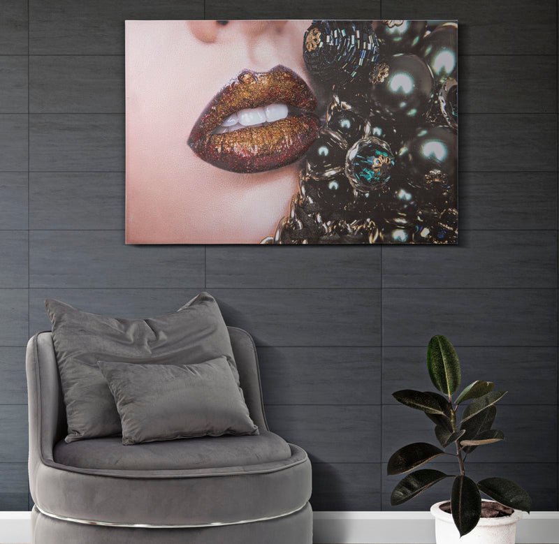 Stampa su Tela Beautiful Lips 80x3,8x120 cm in Legno e Tessuto-5