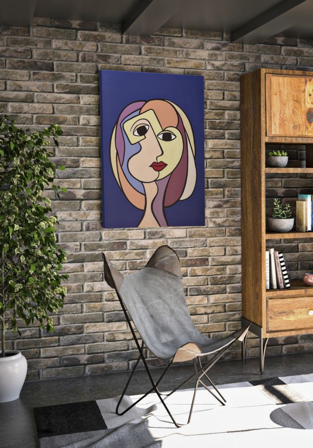 Stampa Dipinta Double Faces Large 1 80x3x120 cm in Legno e Tessuto-5