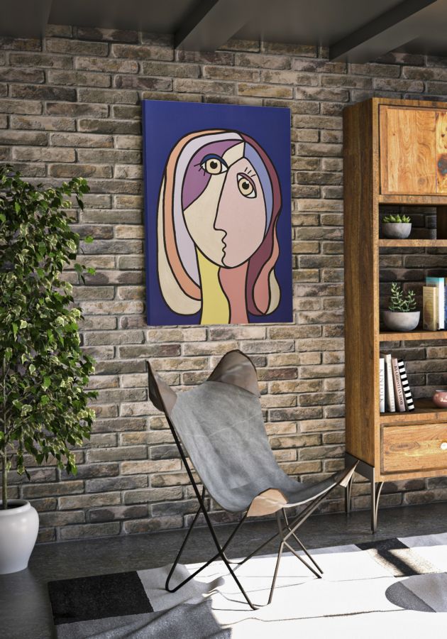 Stampa Dipinta Double Faces Large 2 80x3x120 cm in Legno e Tessuto-5