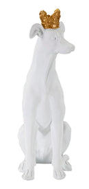 Statua Cane con Corona Bianco 20x12,5x33 cm in Poliresina-3