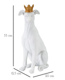 Statua Cane con Corona Bianco 20x12,5x33 cm in Poliresina-8