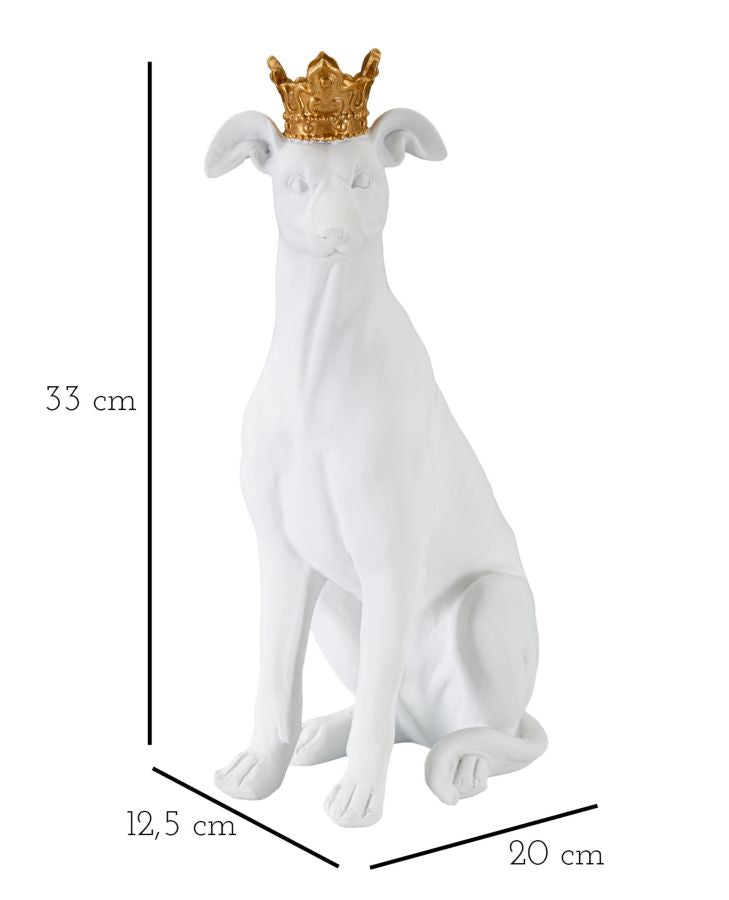 Statua Cane con Corona Bianco 20x12,5x33 cm in Poliresina-8