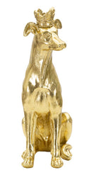 Statua Cane con Corona Oro 20x12,5x33 cm in Poliresina-2