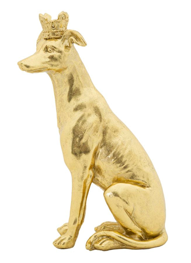 Statua Cane con Corona Oro 20x12,5x33 cm in Poliresina-4