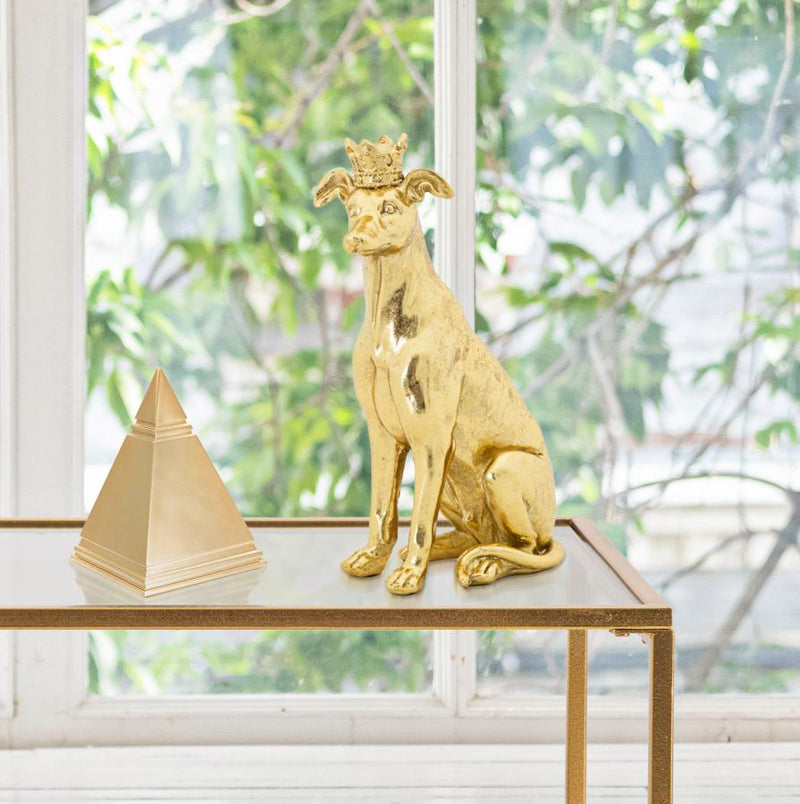 Statua Cane con Corona Oro 20x12,5x33 cm in Poliresina-7