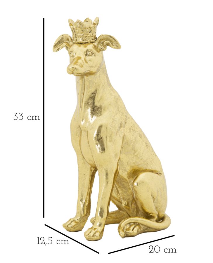 Statua Cane con Corona Oro 20x12,5x33 cm in Poliresina-8