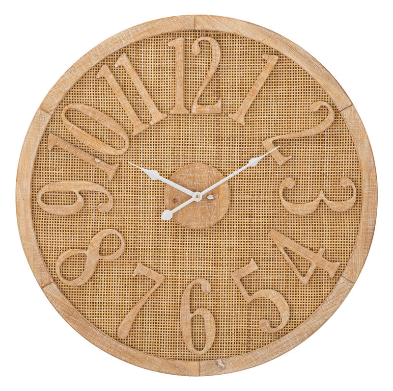 Orologio da Muro Boho Ø 60x4,5 cm in Rattan-1