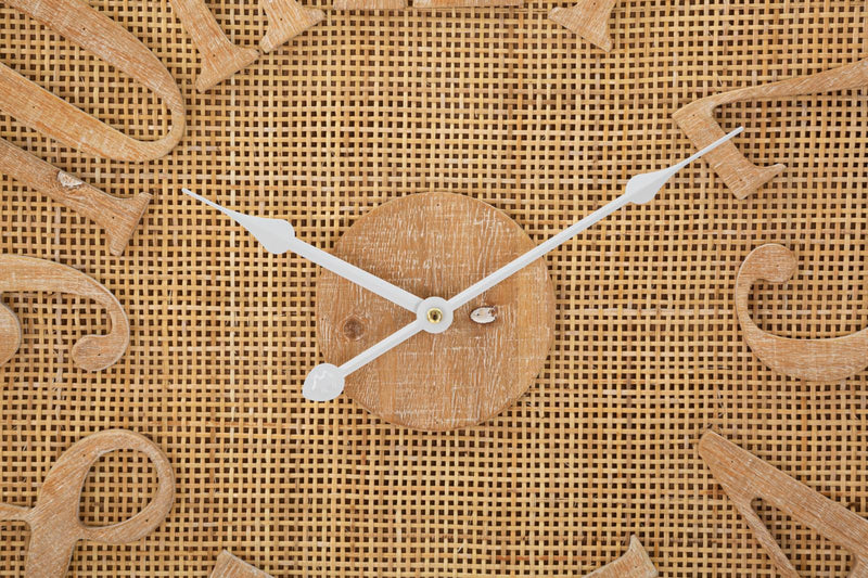 Orologio da Muro Boho Ø 60x4,5 cm in Rattan-2