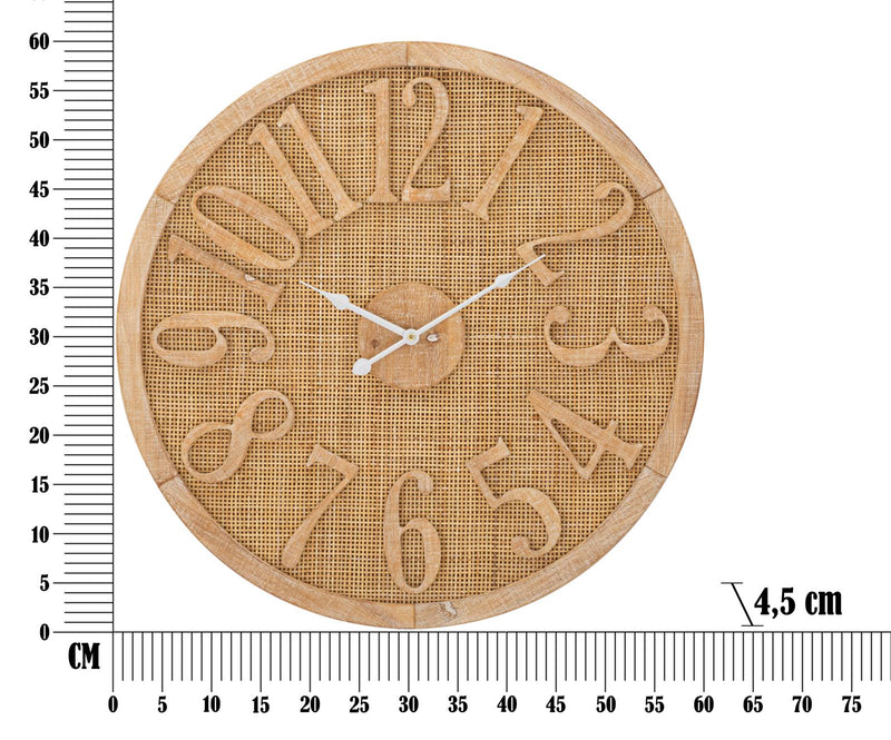 Orologio da Muro Boho Ø 60x4,5 cm in Rattan-6