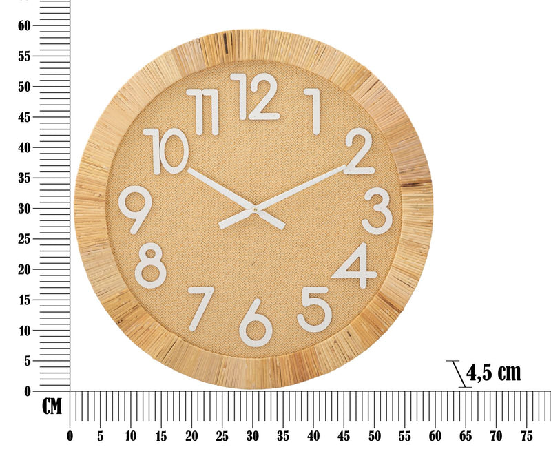 Orologio da Muro Boho Plus Ø 60x4,5 cm in Rattan-6