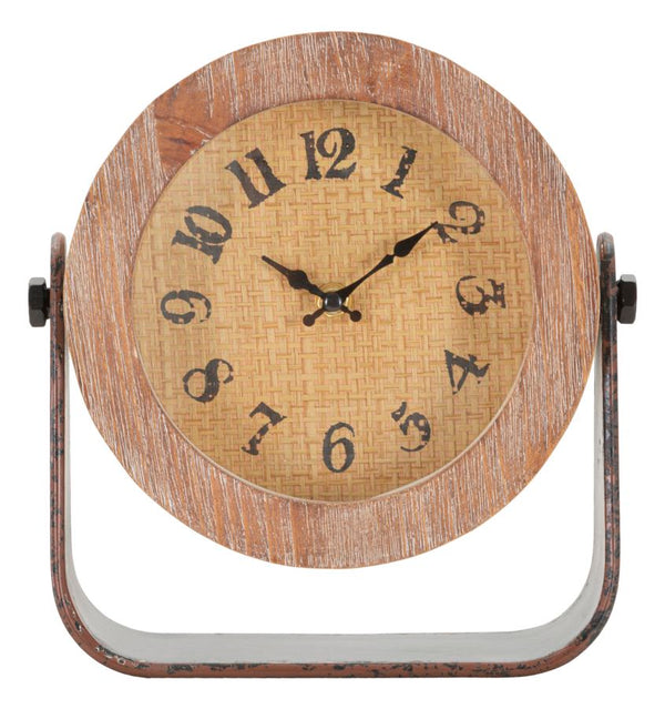 Orologio da Tavolo Round 23,5x7x24 cm in Ferro e Legno sconto