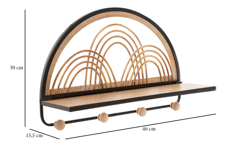 Mensola Oporto con Appendiabiti 46x15,5x30 cm in Rattan-6