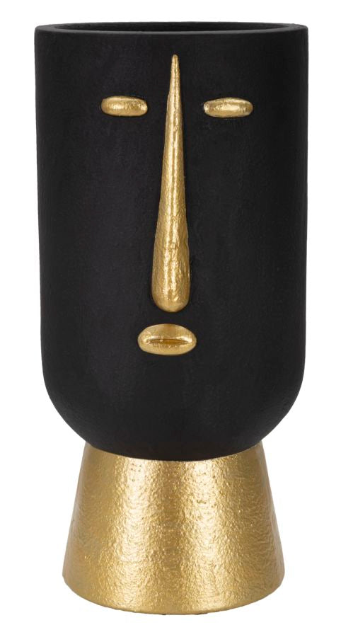 sconto Vaso Tribal 21x45x21 cm in Poliresina Nero/Oro