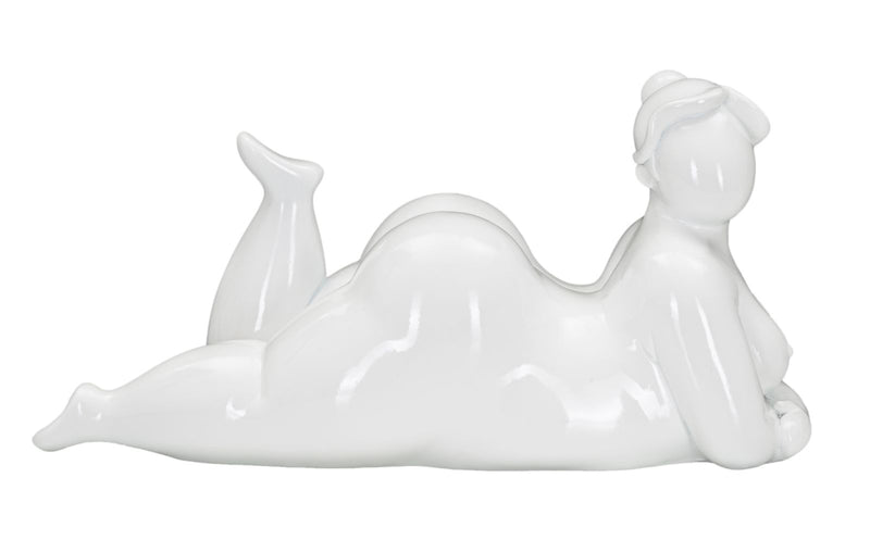 Statua Donnina Yoga Relax 32x16x16 cm in Poliresina Bianco-1